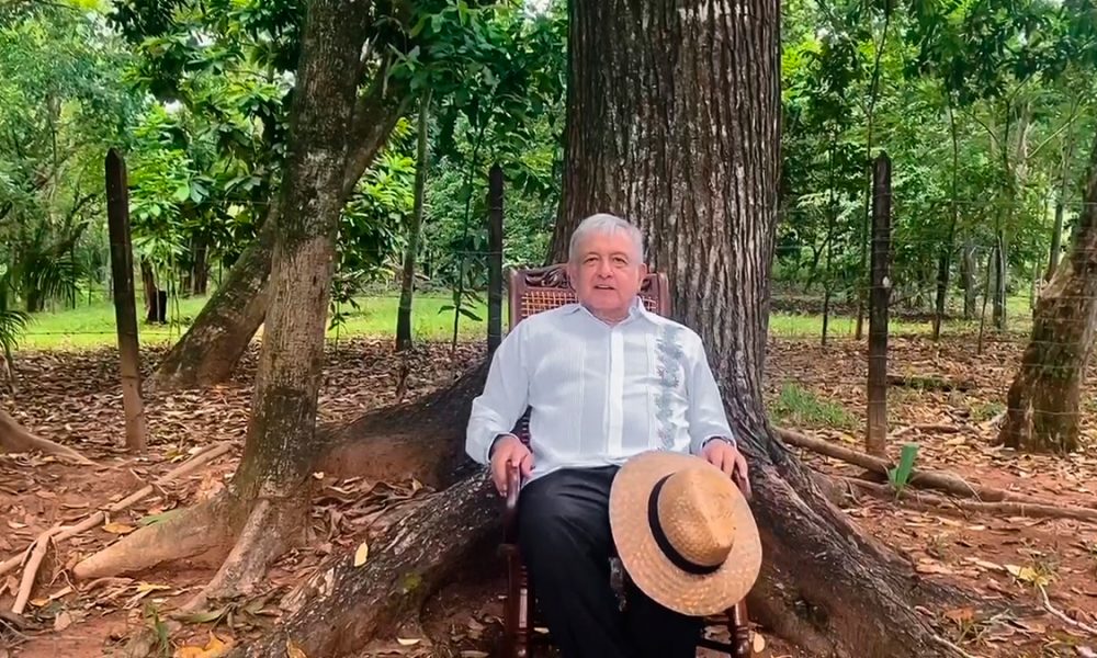 El Presidente Andrés Manuel López Obrador da un mensaje sabatino desde Palenque