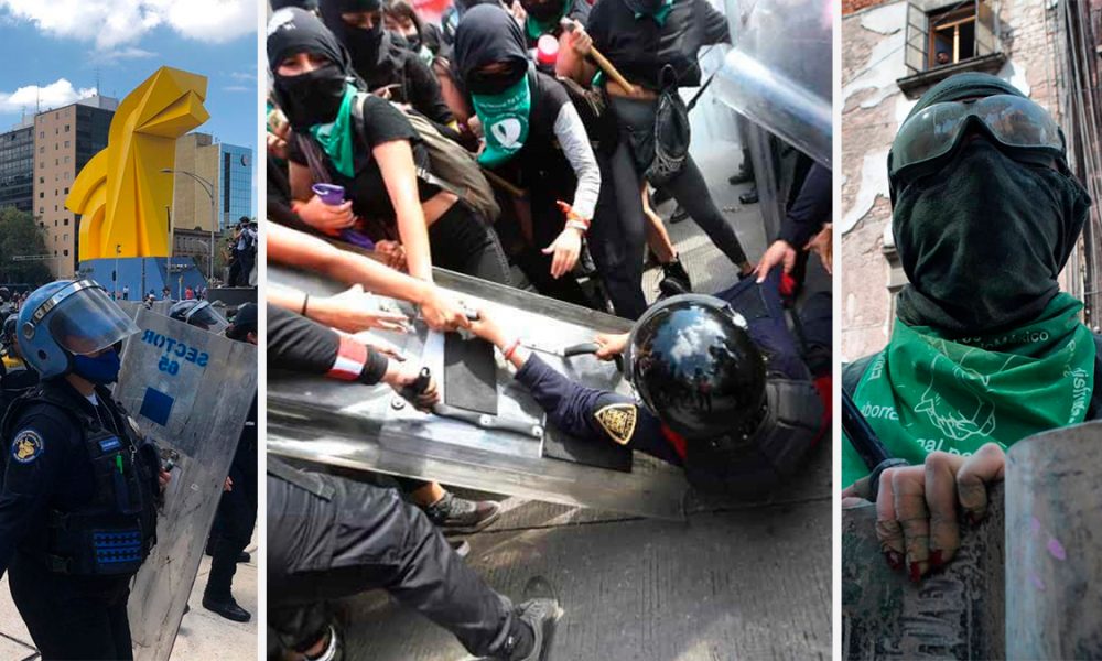 Enfrentamiento entre Policías y Feministas en CDMX