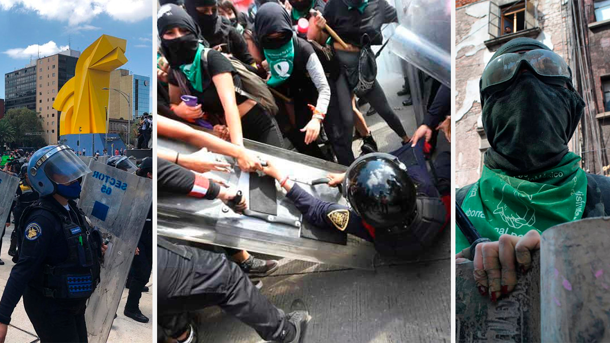 Enfrentamiento entre Policías y Feministas en CDMX