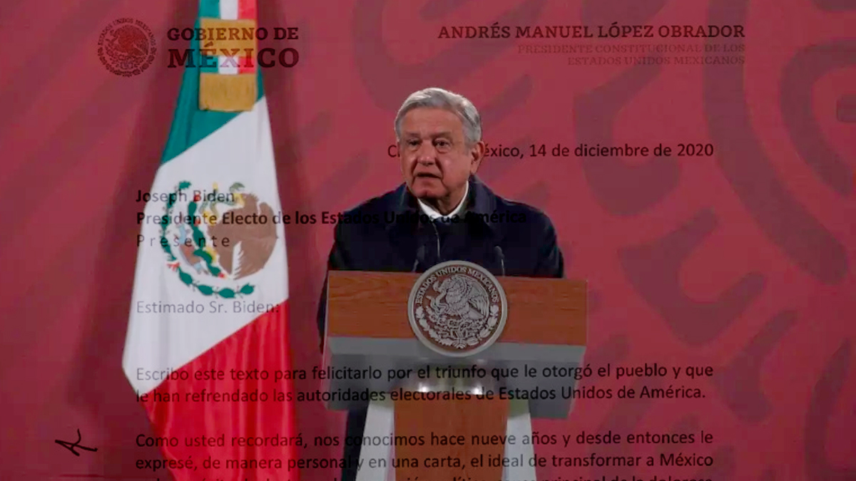 López Obrador felicita y reconoce a Biden por su triunfo en EEUU