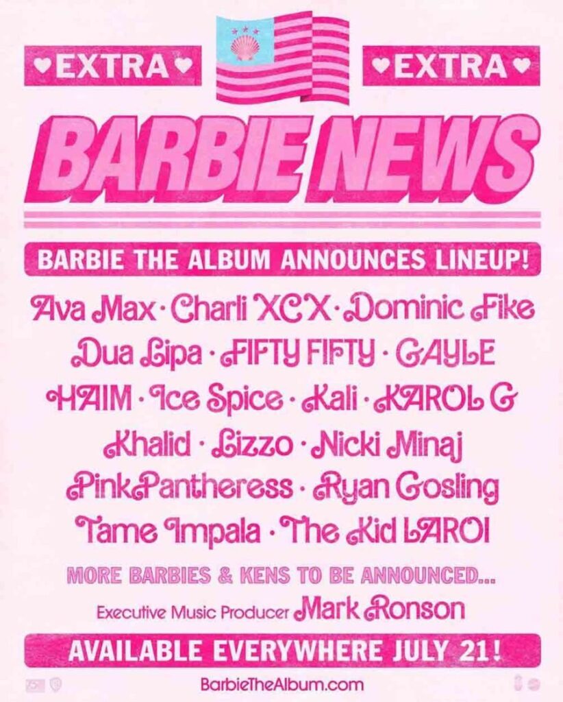 Tracklist de la pelicula de Barbie