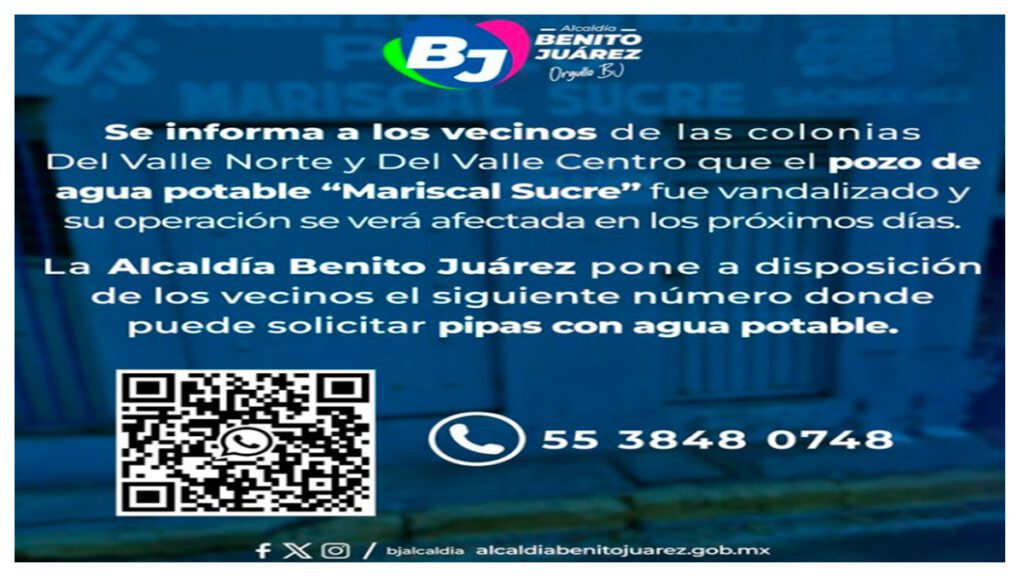 VECINOS ATENTAN EN CONTRA DE UN POZO CON AGUA POTABLE EN LA ALCALDIA BENITO JUAREZ 37 Sitio Web yo copia Recuperado 16
