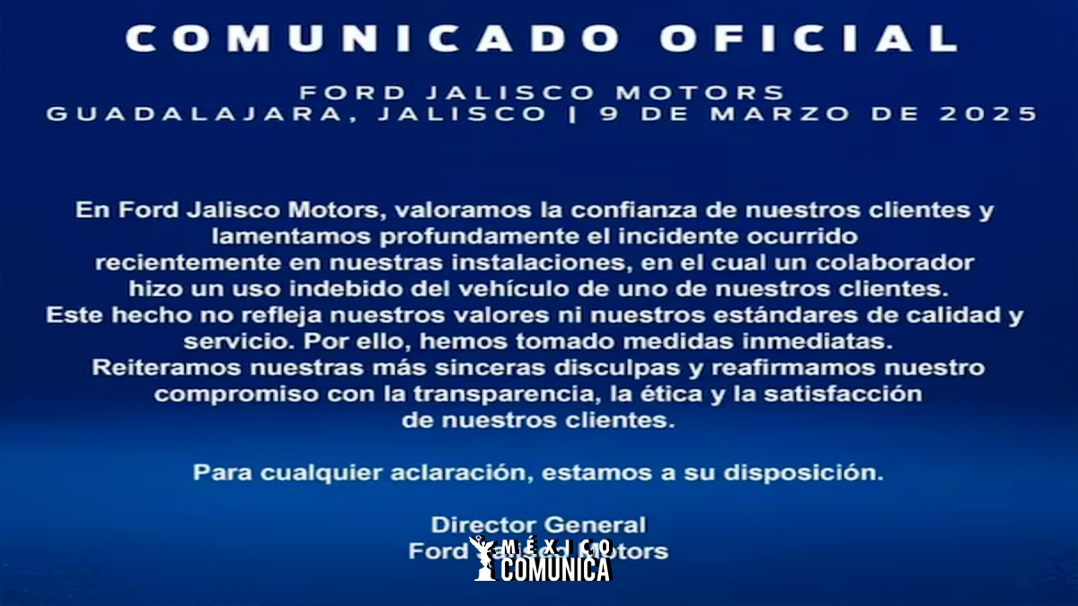 INCIDENTE EN FORD JALISCO MOTORS 36 MX 12