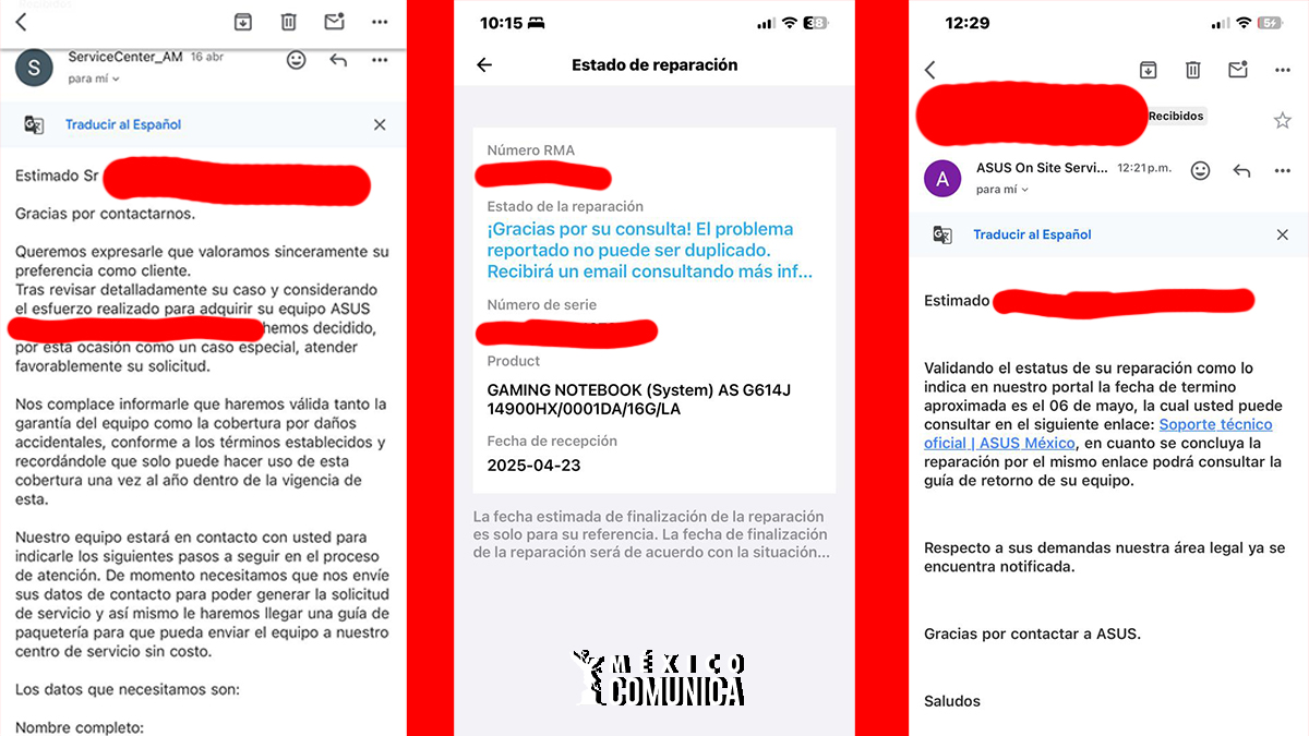 CASO DE GARANTÍA Y REPARACIÓN DE ASUS: UN CONSUMIDOR DESBORDADO POR LA INCOMPETENCIA 36 Sitio Web 1